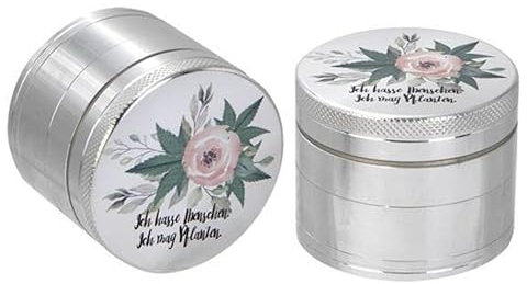 raupir Grinder Aluminium 50mm 4-teilig Silber Ich Hasse Menschen Kräutermühle für getrocknete Kräuter