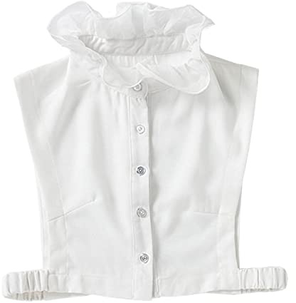 NiceYnn Demi-Chemise Amovible Dentelle Multicouche | Faux Col Détachable Fleurs Rayures pour Femmes et Filles Blouse Décor pour Pull Chemisier Elégant Flounce Stand Collar