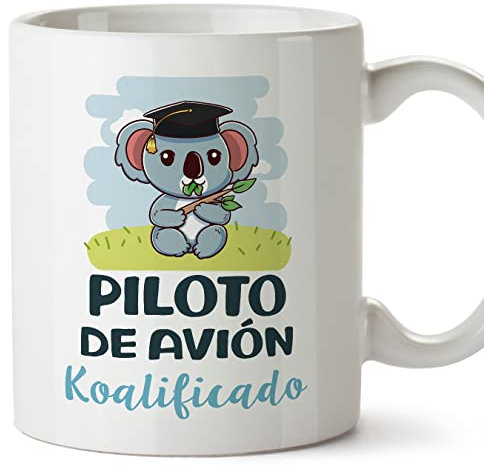MUGFFINS Tazas para PILOTO DE AVIÓN hombre - En Español - Koalificado/koalificada - 11 oz / 330 ml - Regalo original y divertido