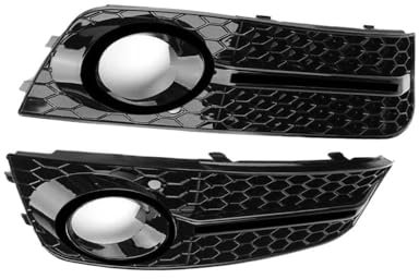 SBTRKT Nebelscheinwerfer Grill Glänzendes Schwarzes Auto-Frontstoßstangen-Nebelscheinwerfer-Lampengitter-Grillgitter Für Audi A4 B8 2009–2011 Autozubehör Lampenabdeckung
