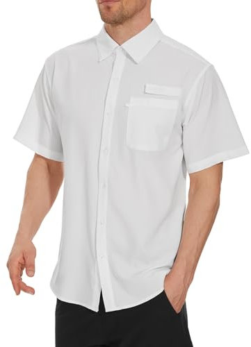 Bassdash Herren Angelhemd Sommer Freizeithemd Hawaiihemd UPF 50+ Kurzarm Button Down Blumen für Outdoor-Wandern und Camping