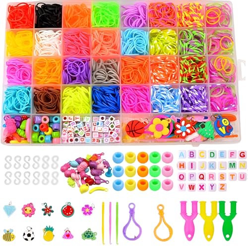 3000+ Loom Band Kit - 32 Vibrant Colors Loom Bands, Bracelet Making Set with Charms, Tools and Storage Box – DIY Arts & Crafts Gift for Girls & Boys
