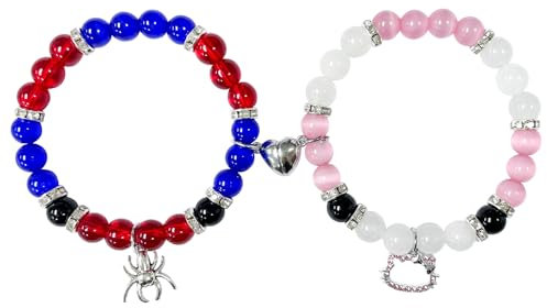 BJPERFMS 2PCS Bracciale Spider e Kitty, Bracciali Magnetici per Coppia, Bracciale Amicizia, Bracciale Ragazza, Gioielli Regalo per Figlia, Migliore Amica