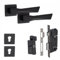 Golden Grace 1 Pair Modern Aura Euro Lock Door Handles, 70mm Key & Thumbturn Barrell Matt Black Finish