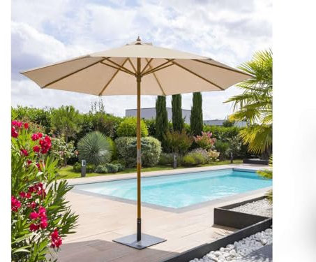 HESPERIDE Parasol Droit Rond Tinaei Taupe - 3 m