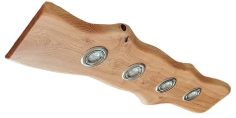 FRIESENLICHT LIKSA Deckenlampe Holz Hängelampe mit Baumkante geölt rustikal Led Vintage Set Leuchte Wildeiche Massiv GU10 Dimmbar ohne Dimmer Austauschbar (100 cm/4 Spots)