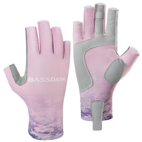 Bassdash ALTIMATE UPF 50+ Damen Angeln Handschuhe UV Sonnenschutz Fingerlos Für Kajak Fahren Paddeln Wandern Radfahren Fahren Training