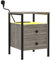 nwixbqoqn Table de Chevet, Table Basse avec Prises Électriques et Ports USB, Table d’Appoint avec 2 Tiroirs et Étagères de Rangement pour Salon, Chambre, Bureau à Domicile, Gray, 40x40x61cm