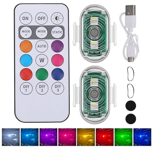 Quzente Lumière stroboscopique LED, lumières LED clignotantes pour moto,Lumière stroboscopique pour drone avec télécommande | Feux de signalisation Anti-Collision, lumière stroboscopique sans fil pour