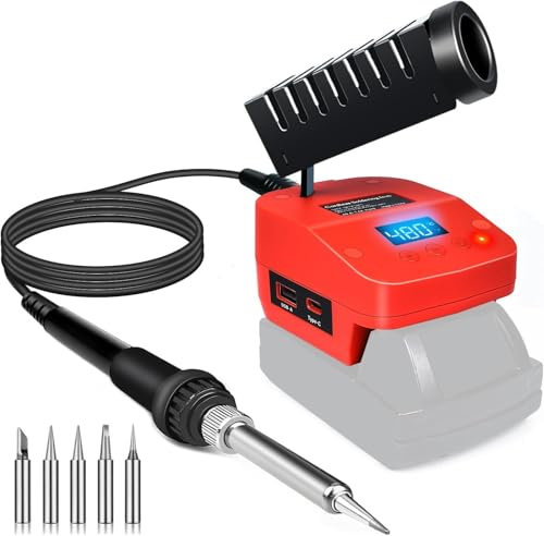 Stazione di saldatore senza fili per Milwaukee M18 18 V, saldatore elettrico portatile a riscaldamento rapido con USB e tipo C per M18 per fai da te, riparazione di elettrodomestici, saldatura a filo