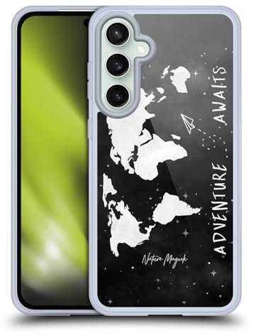 Head Case Designs Offizielle Nature Magick Black and White Travel Quote Adventure Awaits World Map 2 Gel Handyhülle Hülle [Militärischer Schutzgrad] Kompatibel mit Samsung Galaxy S23 FE 5G