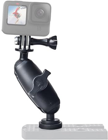 Universal Kayak Action Camera Mount 360 Degree Adjustable Kayak Rail Track Camera Holder Compatible with GoPro Three-Prong Mounts