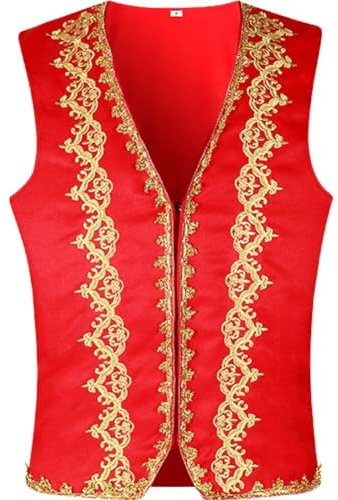 HiyyFloy Gold Stickerei Arabische Weste Männer Arabische Lampe Kostüm Mittelalterliche Gothic Weste Casual V-Ausschnitt Männer Prom Oper Kostüm