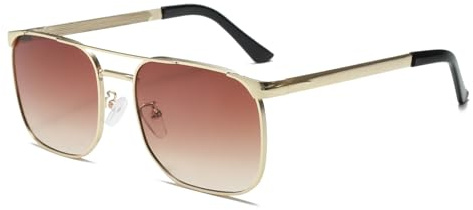 Long Keeper Retro Pilot Sonnenbrille Herren Damen Metall Sonnenbrille Eckig Pilotenbrille70er 80er Klassisch Retro Piloten Brille mit UV400 Schutz, 55MM