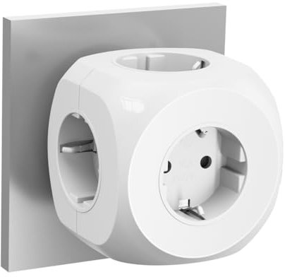 5-in-1 Cubo Enchufe, 3680W Enchufe Multiple, 5AC Ladron Enchufes, Cubo Regleta Enchufes para Oficina, Cocina y Habitación,Blanco