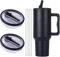 Ersatzdeckel für 40oz Becher Wiederverwendbarer Auslaufsichere und Staubdichte Tumbler Abdeckungen Becher mit Strohhalm Deckel Ersatzdeckel für Stanley Cup (Schwarz (2pcs))