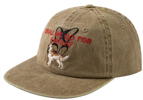 CLAPE Flat Brim Baseball Cap für Herren Damen Freizeit Stickerei Basecap Retro Washed Cotton Ball Cap Low Profile Dad Cap UV-Schutz Schildmütze