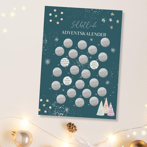 Adventskalender Achtsamkeit I Selbstliebe I Adventskalender Frauen I Adventskalender zum Freirubbeln I Achtsame Adventszeit I 24 Aufgaben für die Adventszeit (Selbstliebe - blau)