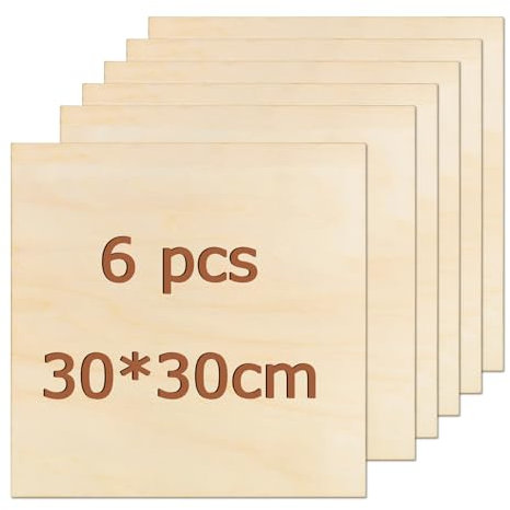 XTDMJ 6PCS 300x300x3mm Plywood Sheets, Engraving Materials for Model Making, Laser Cutting, Wood Burning, Painting, CNC