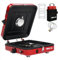 RexTact Réchaud de camping pliable à 2 brûleurs avec plaque de cuisson, réchaud à gaz portable avec 16 000 BTU, 2 brûleurs réglables et allumage piézo rouge
