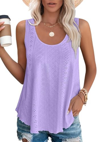 DUOEASE Top Damen 2025 Sommer Tank Top Ärmellose Oberteile Sommermode Locker Shirt(Violett,XL)