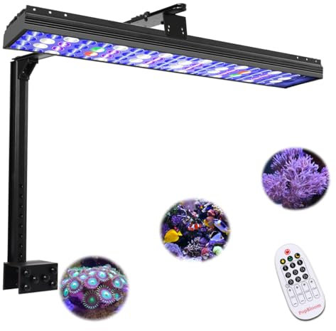 PopBloom S54 Aquarium LED Reef Light 60W, Dimmable Full Spectrum Marine LED Light for 60-80CM 24-30Inch Saltwater Coral Fish Tanks