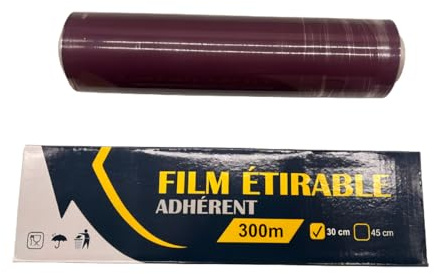 Film Alimentaire Etirable Professionnel 30 cm x 300 m – PVC Transparent Facile à Utiliser, Idéal Pour Conservation des Aliments