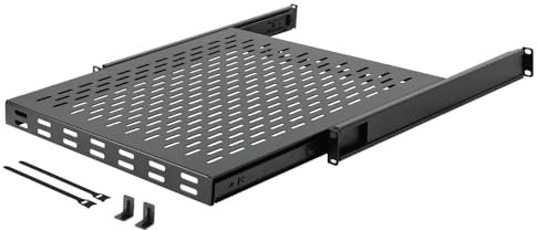 Tecmojo 1U 4-Post Server Rack and Network Rack Sliding Shelf Adjustable Depth 21.7''~35.4 with M6 Screws and Anti-slip stop