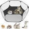 MAIKEHIGH Laufstall Kleintiere, Pop Up Gehege Kleintiere Faltbar Käfig Zelt Übungszaun für Meerschweinchen, Hamster, Guinea Pig, Kaninchen, Chinchillas, Welpe (Schwarz)