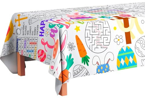 Tischdecke zum Ausmalen Ostern, 137 x 274 cm, Maltischdecke Osterdekoration, Papier-Maltischdecke, Basteln, Ostergeschenke
