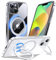 Anqrp 360° All-in-One-Ständerhülle Crystal Clear für iPhone 14/13 Hülle (Magnetischer Robust Ständer), [Mag-Safe Kompatibel] [Nie Vergilbung] Handyhülle für iPhone 14/13 Case Schutzhülle, Transparent