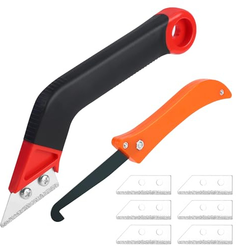 2 Piezas Rascador Juntas Azuejos, Limpiador de Sierra y Removedor de Lechada con 6 Cuchilla de Repuesto para Baldosas de Baño de Cocina