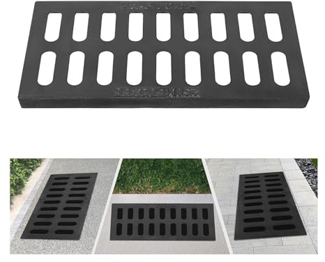 JCWGLY Entwässerungsrinne Abflussgitter Aus Gusseisen Für Den Außenbereich, Hochleistungs-Kanalentwässerungsabdeckung, Regenwasser- Und Kanalgitter Für Auffahrt, Beton, Hof(40x20x3cm/15.7x7.9x1.2in)