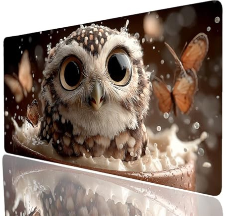 Mouse Mat Owl Large Gaming Mouse Pad 40x20x0.12In Desk Mat Large as Mousepad for Laptop Desktop Pc Gaming Keyboard Improve Accuracy and Speed, Butterfly Mousemat for Desk Decor Gifts for Men Model8033