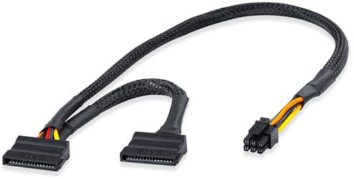 ELFJMZP Mini ATX 6Pin zu SATA 15Pin Stromadapterkabel, Kompatibel mit CT1250/ECT1205/ECT1250/QCT1250/QCS1250, für SATA HDD/SSD/Optical Drive Power Expansion 45cm+15cm