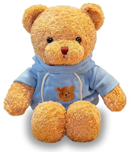 HAUZMLL Teddy Bär Plüschtier, beruhigender Umarmungsbegleiter zur Stressbekämpfung, Valentins- und Geburtstagsgeschenk für Jugendliche und Junge Erwachsene (Blau)