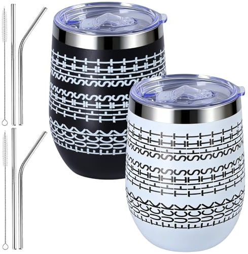 DASHUAIGE 12 oz Stainless Steel Tumbler with Funny Message, Insulated Coffee Mug with Lid, Straw & Brush, Novelty Gag Gift for Coworkers, Friends, Family (2, Black & White)