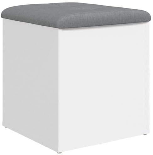 Mhdvray Truhenbank Weiß 42 x 42 x 45 cm Holzwerkstoff mit Stauraum und gepolstertem Sitzkissen, Modernes Design, Robust und Langlebig, Flurbank Schuhbank für Wohnzimmer Flur und Schlafzimmer