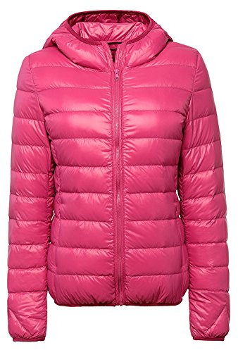 Donna Giacche Piumino con Cappuccio Ultra Leggero Invernale Cappotto Giacca Rose XXXL
