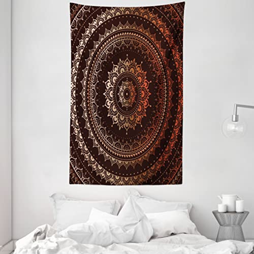 ABAKUHAUS Mandala Wandteppich und Tagesdecke, Universum aus Weiches Mikrofaser Stoff Waschbar ohne Verblassen Digitaldruck, 140 x 230 cm, Kastanienbraun