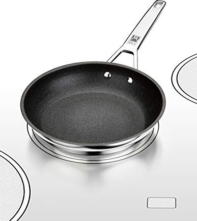 BRA Connect Sartén acero inoxidable con antiadherente Profile y tecnología Bi-Clad, apta para todo tipo de cocinas incluida inducción, libre de PFOA, 20 cm, Aluminio Fundido