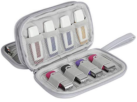 Hallart USB-Flash-Laufwerk-Hülle, tragbar, wasserdicht, elektronisches Zubehör, Tasche für USB-Sticks, SD-Karten, Kopfhörer und anderes kleines Zubehör, 16,3 x 8,9 x 4,5 cm, Grau