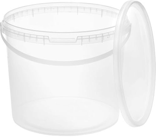 BenBow Cubo con Tapa 3l Transparente 100x 3 litros - Seguro para los Alimentos, Estable, hermético, a Prueba de Fugas, Inodoro - Cubo de plástico con asa - vacío