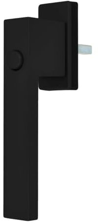 Design Aluminium Fenstergriff Dublin mit Druckknopf - pulverbeschichtet, Farbe:Schwarz RAL 9005 (matt), Stiftlänge:45mm