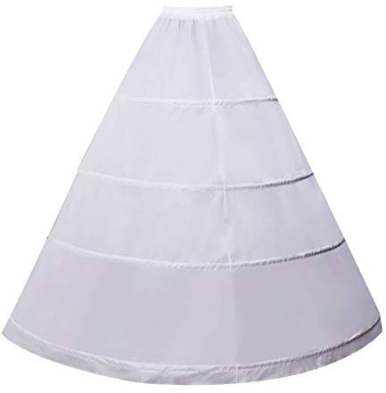 YULUOSHA Women Crinoline Petticoat 4 Hoop A-line Skirt Slips Floor Length Underskirt for Wedding Ball Gown Bridal Dress White