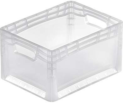 aidB Eurobox LIGHTLINE transluzent, 400 x 300 x 220 mm, Griffe offen, transluzente Plastikbox aus durchsichtigem Kunststoff, durchsichtige Box, ideal für die Industrie, 1 St.