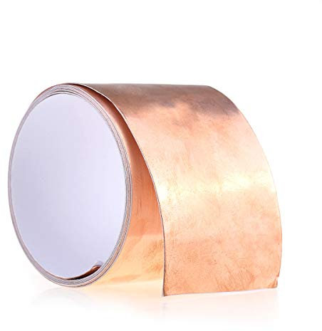 Musiclily Basic Nastro Adesivo in Lamina di Rame con Doppio Conduttivo per Chitarra Basso e Schermatura EMI Artigianali Riparazioni di Messa a Terra - 50 mm x 2 m