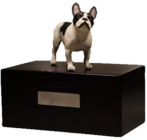 Personalized Rosewood Custom Pet Ashes Urn with Statue Customisable Engraved Nameplate for Dog and Cat Name and Date Pets Box Cremation Funeral Keepsake Urns for Dogs Cats Memorial (French Bulldog2)