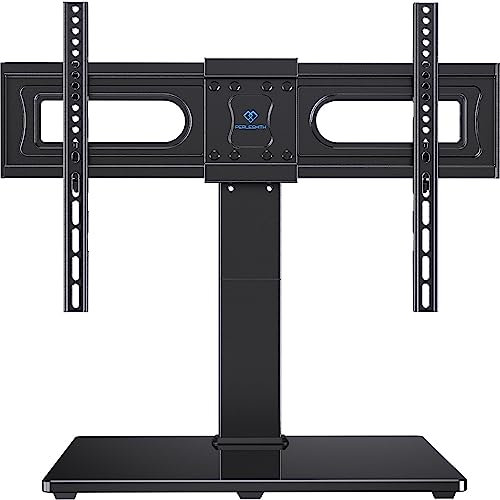 PERLESMITH Universal Swivel TV Stand Mount for 37-80 Inch LCD OLED Flat/Curved Screen TVs-Height Adjustable Table Top TV Stand/Base with Wire Management,VESA 600x400mm up to 99lbs,PSTVS35