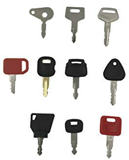 10X Ignition starter Key Set Agricultural/Excavator Machinery For Digger - Plant - Dumper - Tractor - Dozer - Roller replacement for Caterpillar, Hitachi, Kobelco, Komatsu, Kubota